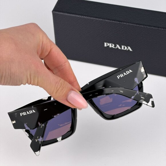 Prada PRA06S 15O50B BRAND NEW Sunglasses Tortoise Black Violet Square Unisex main image 6